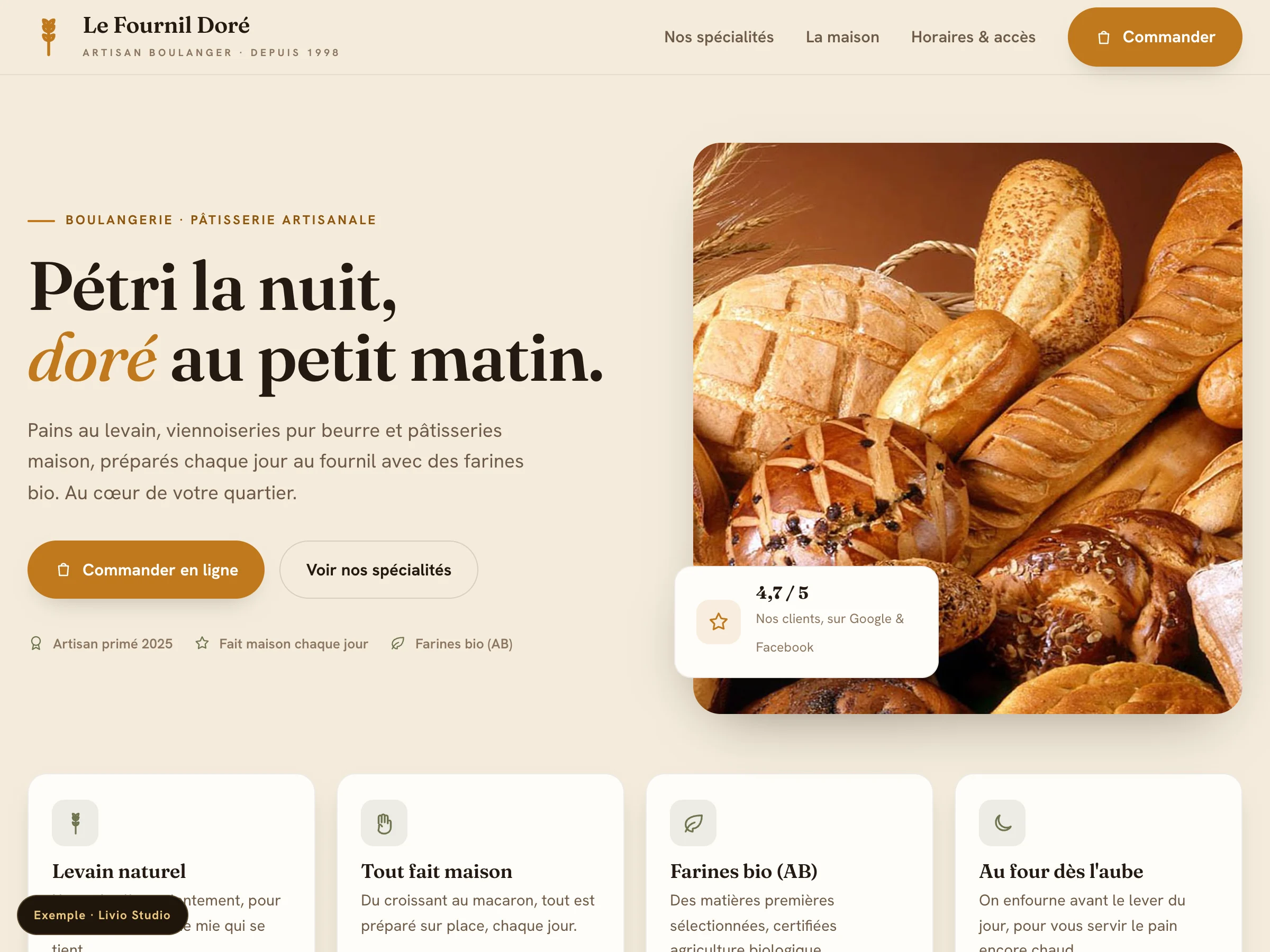 Fournil Aubelin, exemple de site de boulangerie pâtisserie